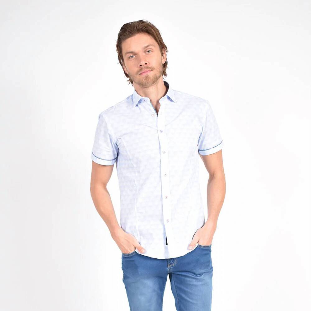 NEW EIGHT X prism grid short sleeve shirt in blue